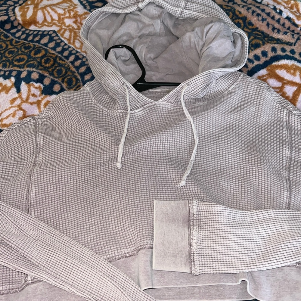 Waffle knit, cropped hoodie, lavender
